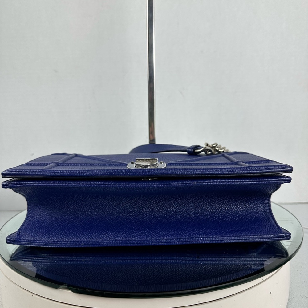 Christian Dior Grained Calfskin Medium Diorama Bag - Royal Blue Silver Hardware - Picture 5 of 12